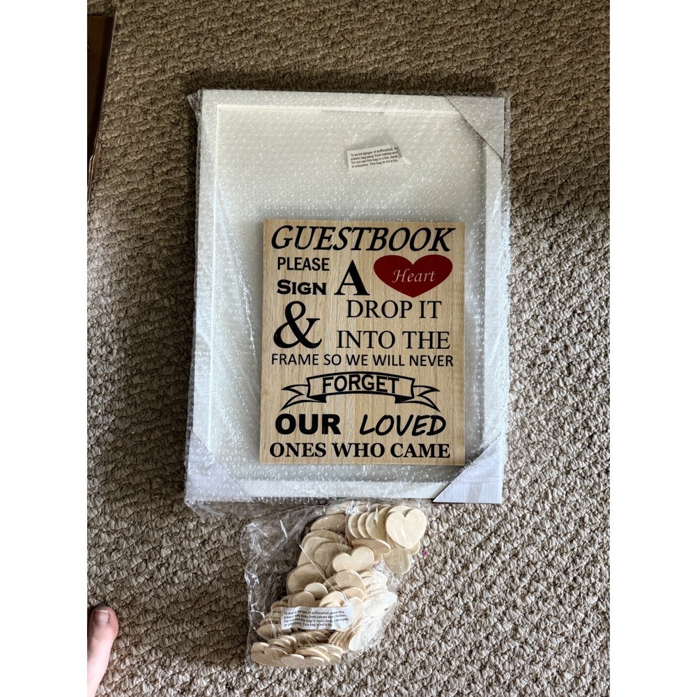 Guestbook Alternative Drop Box Frame Sign Hearts Wedding‎ Reception Decor